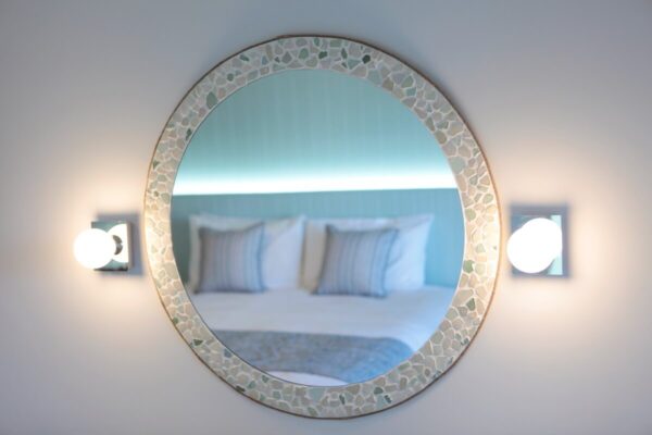 Handmade Sea Glass Mirrors in the Superior Sea-Facing Rooms, Luccombe Hall Hotel, Isle of Wight