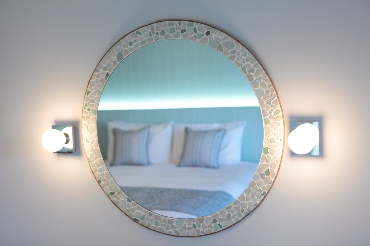 Handmade Sea Glass Mirrors in the Superior Sea-Facing Rooms, Luccombe Hall Hotel, Isle of Wight