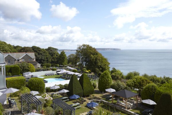 The gardens and sea view from the hotel