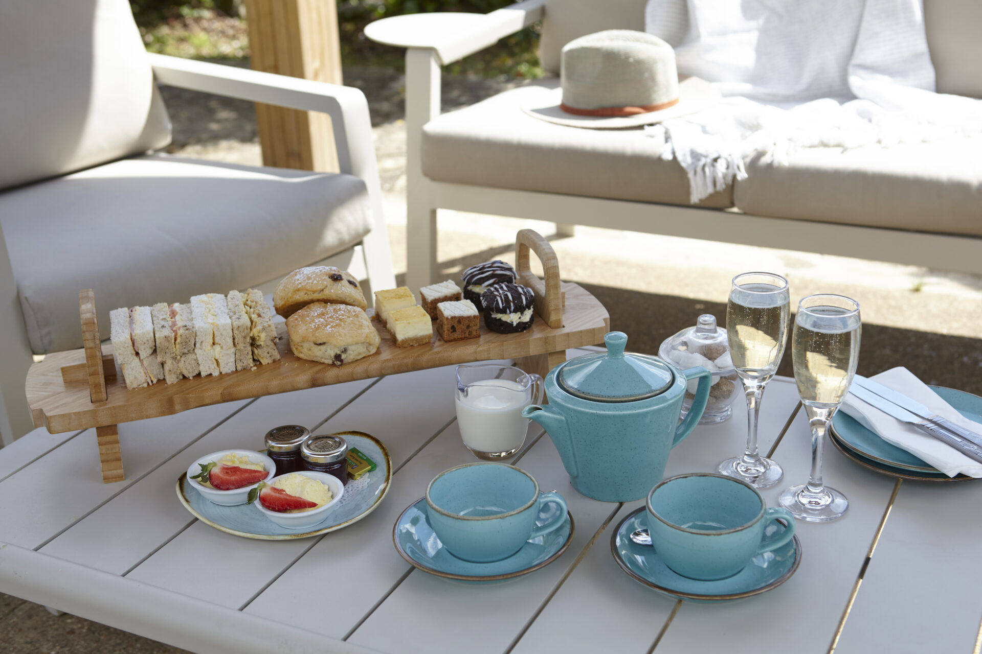 Luccombe Hall Hotel Afternoon Tea in the Garden Pergola, Shanklin, Isle of Wight