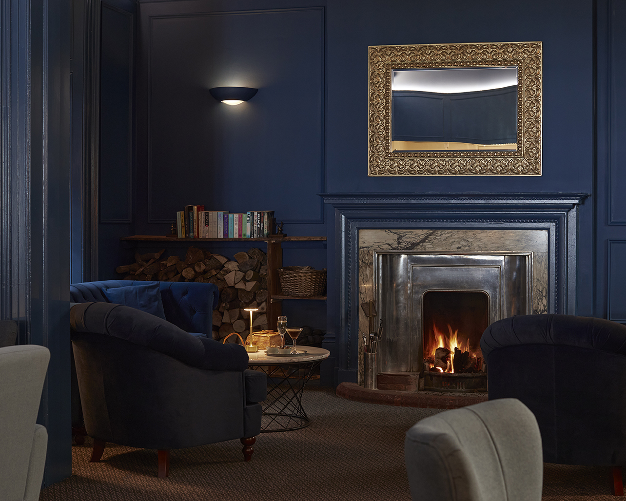 Christmas Break - A roaring fire in The Bishops Bar